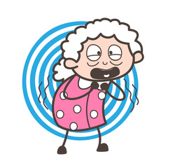 Cartoon Old Grandmother Screaming Vector Illustration