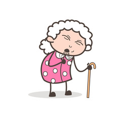 Cartoon Ill Grandma Sneezing Vector Graphic
