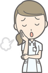 Illustration squeezing a nurse wearing a white suit