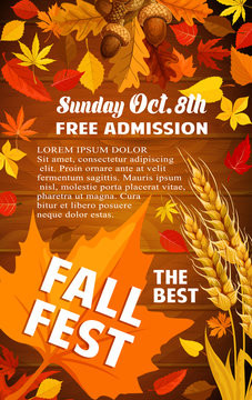 Fall Harvest Festival Banner With Autumn Leaf