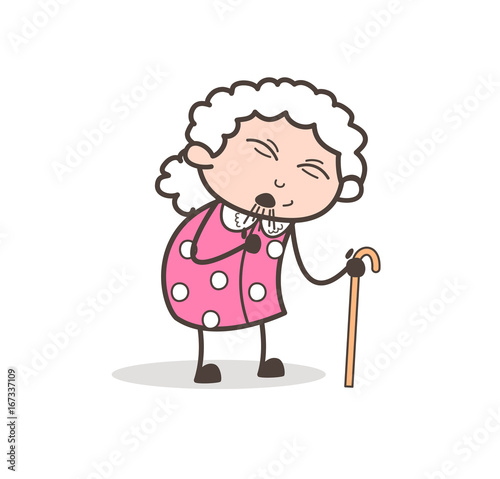 "Cartoon Ill Grandma Sneezing Vector Graphic" Stock image ...