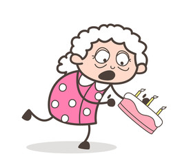 Cake Fell Down From Granny Vector Illustration