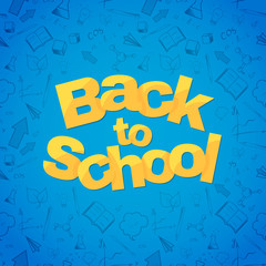 Back to school banner template with differnt hand drawn School object