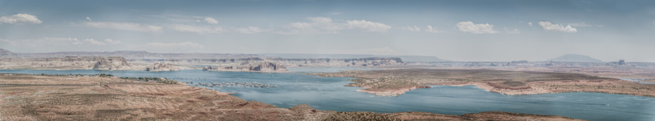 USA - panorama with a lake, canyons and a desert
