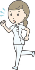 Illustration running nurse in white coat
