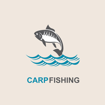 icon of carp fish with waves