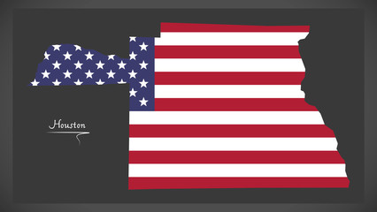 Houston county map of Alabama USA with American national flag illustration
