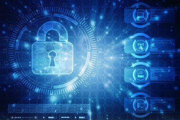 Abstract Technology background.Security concept with padlock icon