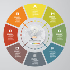 Abstract 8 steps modern pie chart infographics elements.Vector illustration.