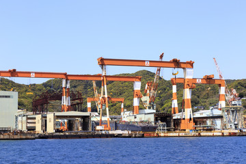 Naklejka premium Shipyard in Nagasaki harbor