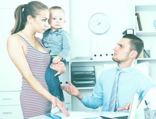 Fototapeta premium male lawyer scolding with young indignant woman