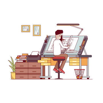 recommend clip art: Man architect drawing house project floor plan