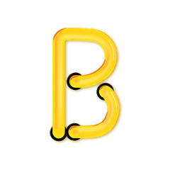Naklejka premium Neon tube style light letter B. Glowing neon Capital letter. 3D rendering