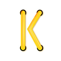 Obraz premium Neon tube style light letter K. Glowing neon Capital letter. 3D rendering