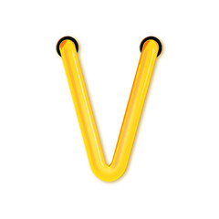 Obraz premium Neon tube style light letter V. Glowing neon Capital letter. 3D rendering
