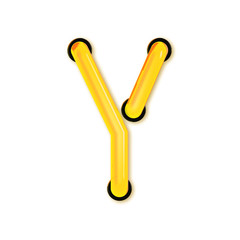 Obraz premium Neon tube style light letter Y. Glowing neon Capital letter. 3D rendering