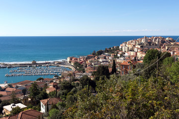 Fototapeta na wymiar Imperia - View of Porto Maurizio. Italian Riviera, Liguria.