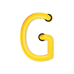Neon tube style light letter G. Glowing neon Capital letter. 3D rendering