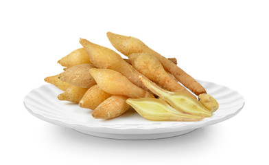 Fingerroot, Kaempfer, Boesenbergia in plate on white background