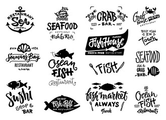 Seafood icons set