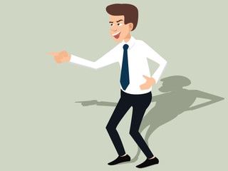 man in suit mocking and showing a finger cartoon