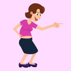 woman laughing and showing a finger