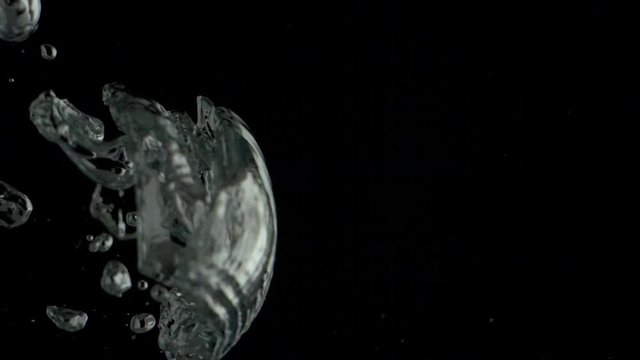 Water Flies Across Black Background