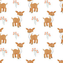 Obraz na płótnie Canvas Baby colorful seamless pattern with the image of a cute woodland animals. Vector background.