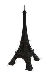 Black eiffel tower on white background, 3D rendering
