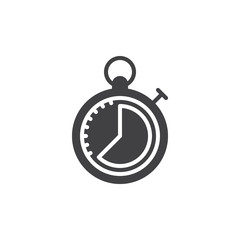 Stopwatch icon vector, filled flat sign, solid pictogram isolated on white. Timer clock symbol, logo illustration. Pixel perfect vector graphics