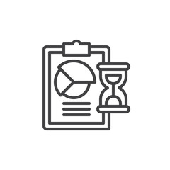 Obraz premium Clipboard and hourglass line icon, outline vector sign, linear style pictogram isolated on white. Symbol, logo illustration. Editable stroke. Pixel perfect vector graphics