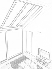 Drawing and planned Modern living room