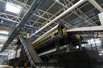 Fototapeta premium Central conveyor of the waste sorting plant.