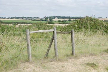 Fototapeta na wymiar Fence structure by Essex coast