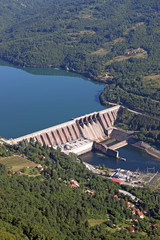 hydroelectric power plant on Drina river landscape