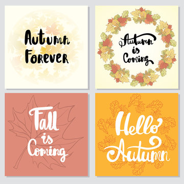 Collection of autumn other typography flyer template with lettering.