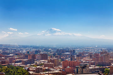Yerevan, Armenia - 26 September, 2016: A view of Yerevan from Cascade complex in sunny day and view...