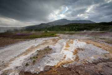 Geysir geothermal park on the Golden circle in Iceland