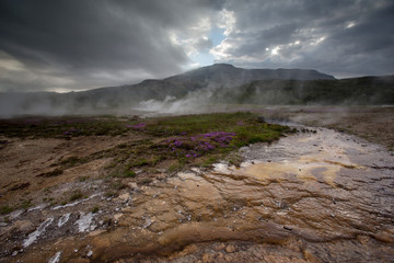 Geysir geothermal area on the Golden circle in south west Iceland