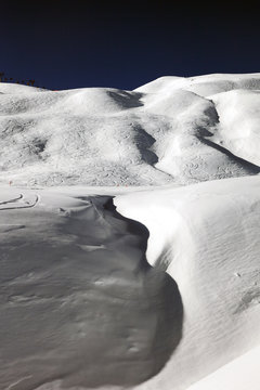 Ski piste in the mountains of Switzerland