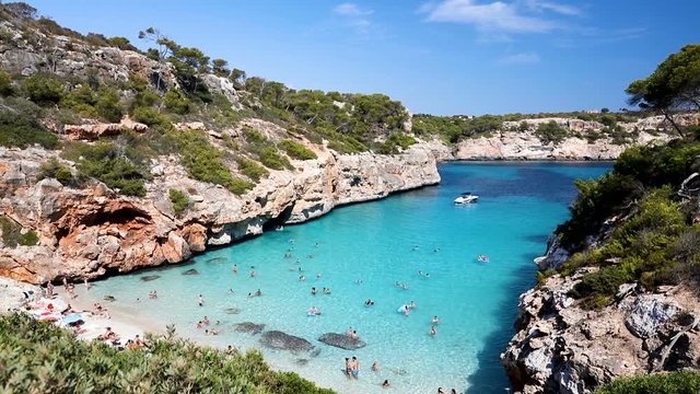 Sunny view of Cal&oacute; des Moro, Mallorca, Balearic Islands, Spain
