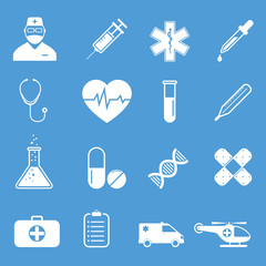 Medical icons set - simple flat design, vector
