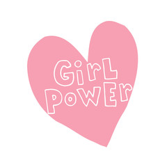girl power heart shaped design with hand lettering