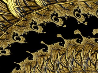 Fractal created based on Gold and natural ornaments.