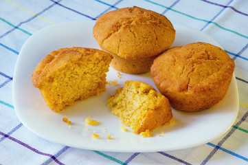 Proja - Balkan bread from corn  - on a white plate