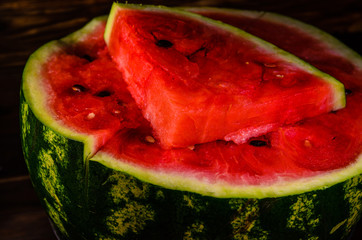 Closeup of the fresh ripe watermelon
