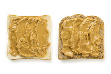 Slices of bread with peanut butter