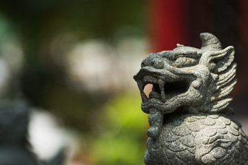 Close up stone lion statue