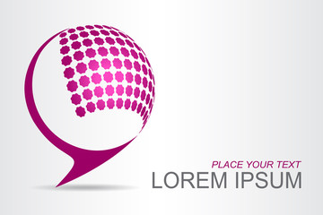 Logo stylized spherical surface with abstract shapes