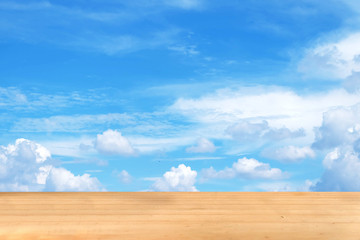 wooden with blue sky background